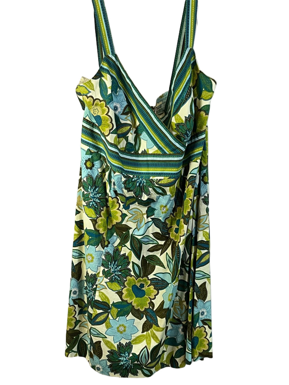 R&K 24W Floral Wrap Neck Zip Back Sleeveless Adjustable Strap Midi Dress